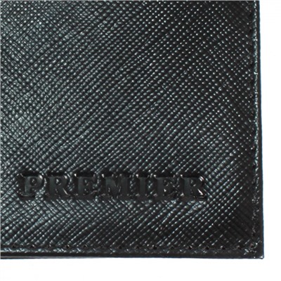 Визитница Premier-V-02 (вертик, 18 листов) натуральная кожа черный сафьян матовый (589) 200824
